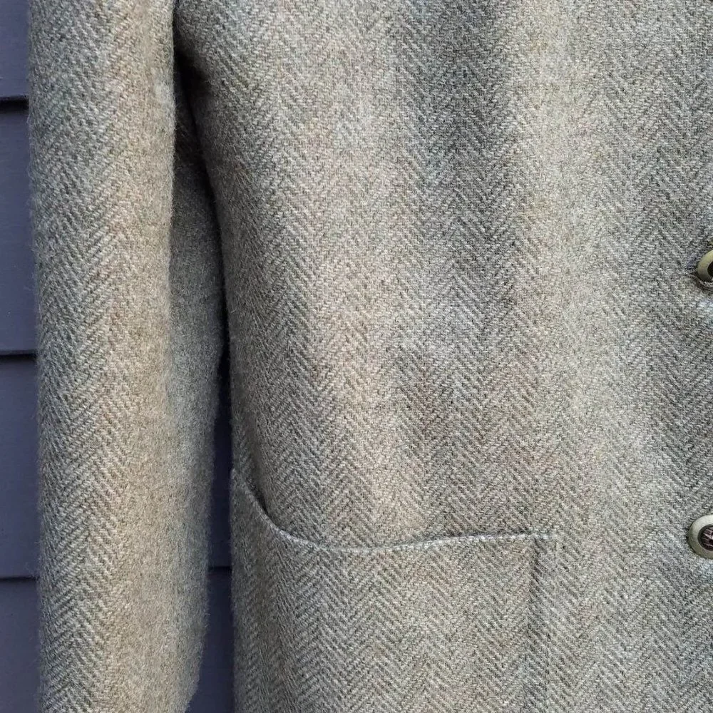 Equorian Heritage Wool Green Herringbone Skirt Suit Set size 12